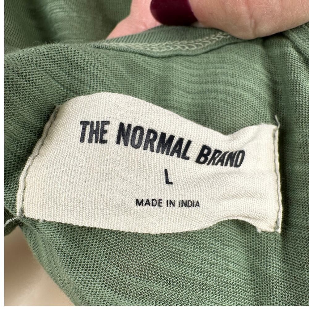 The Normal Brand Dress Slub Knit Tulip Sleeveless Rouching Fern Green L Beachy - Picture 9 of 12